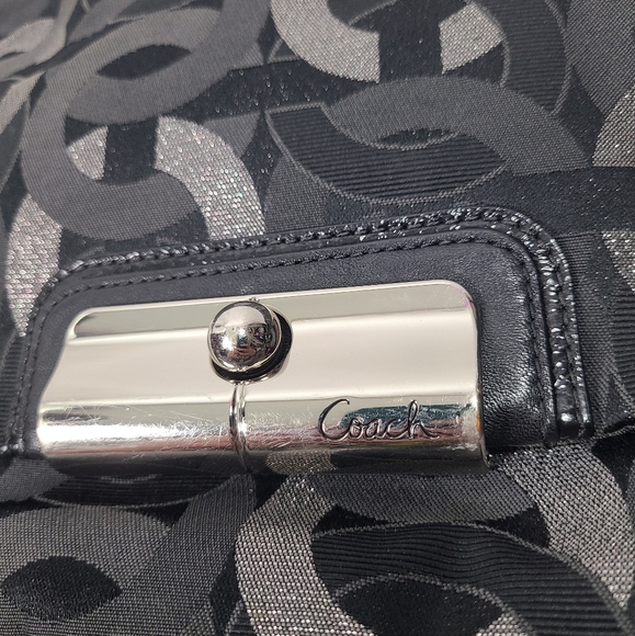 Coach Hobo Bag KRISTIN Chain Link Op Art 18787 Black Silver - Picture 5 of 16